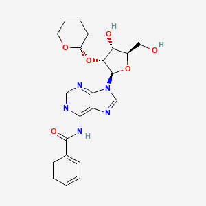 molecular formula C22H25N5O6 B12894543 N-(9-((2R,3R,4R,5R)-4-Hydroxy-5-(hydroxymethyl)-3-(((S)-tetrahydro-2H-pyran-2-yl)oxy)tetrahydrofuran-2-yl)-9H-purin-6-yl)benzamide 
