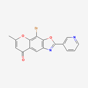molecular formula C16H9BrN2O3 B12894556 4-Bromo-6-methyl-2-(3-pyridinyl)-8H-chromeno(6,7-d)(1,3)oxazol-8-one CAS No. 72193-13-6