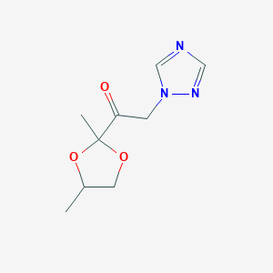 molecular formula C9H13N3O3 B12894564 1-(2,4-Dimethyl-1,3-dioxolan-2-yl)-2-(1H-1,2,4-triazol-1-yl)ethan-1-one CAS No. 90258-57-4