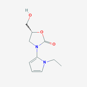 molecular formula C10H14N2O3 B12894569 (R)-3-(1-Ethyl-1H-pyrrol-2-yl)-5-(hydroxymethyl)oxazolidin-2-one 