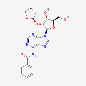 molecular formula C21H23N5O6 B12894605 N-(9-((2R,3R,4R,5R)-4-Hydroxy-5-(hydroxymethyl)-3-(((R)-tetrahydrofuran-2-yl)oxy)tetrahydrofuran-2-yl)-9H-purin-6-yl)benzamide 