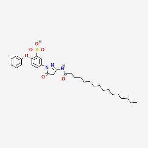 molecular formula C31H43N3O6S B12894632 5-(4,5-Dihydro-5-oxo-3-((1-oxohexadecyl)amino)-1H-pyrazol-1-yl)-2-phenoxybenzenesulphonic acid CAS No. 94349-41-4