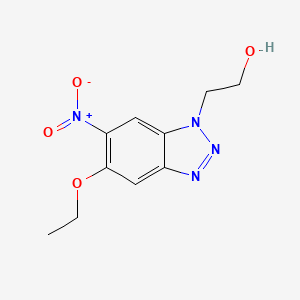 molecular formula C10H12N4O4 B12894694 1H-Benzotriazole-1-ethanol, 5-ethoxy-6-nitro- CAS No. 94120-25-9