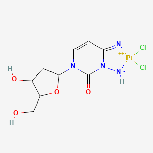 molecular formula C9H12Cl2N4O4Pt B12894715 Platinum, (3-amino-2'-deoxycytidine-NN3,N4)dichloro- 