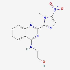 molecular formula C14H14N6O3 B12894756 2-{[2-(1-Methyl-5-nitro-1H-imidazol-2-yl)quinazolin-4-yl]amino}ethan-1-ol CAS No. 61717-19-9