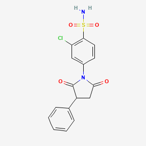 molecular formula C16H13ClN2O4S B12894835 2-Chloro-4-(2,5-dioxo-3-phenyl-1-pyrrolidinyl)benzenesulfonamide CAS No. 30279-17-5