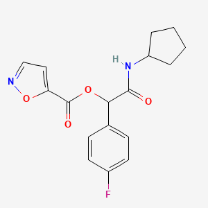 molecular formula C17H17FN2O4 B12894844 Isoxazole-5-carboxylic acid cyclopentylcarbamoyl-(4-fluoro-phenyl)-methyl ester CAS No. 606102-36-7