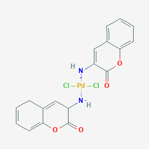 molecular formula C18H14Cl2N2O4Pd-2 B12894855 Dichlorobis(3-amino-2H-1-benzopyran-2-one-N)dichloro palladium 