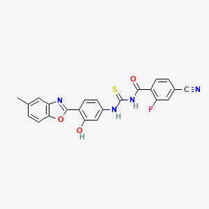molecular formula C23H15FN4O3S B12894913 4-Cyano-2-fluoro-N-{[4-(5-methyl-1,3-benzoxazol-2(3H)-ylidene)-3-oxocyclohexa-1,5-dien-1-yl]carbamothioyl}benzamide CAS No. 593238-87-0