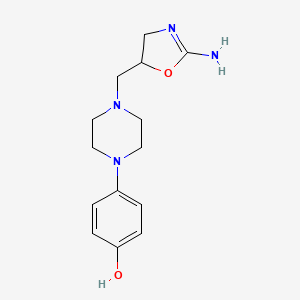 molecular formula C14H20N4O2 B12894980 4-(4-((2-Amino-4,5-dihydro-5-oxazolyl)methyl)-1-piperazinyl)phenol CAS No. 132786-13-1