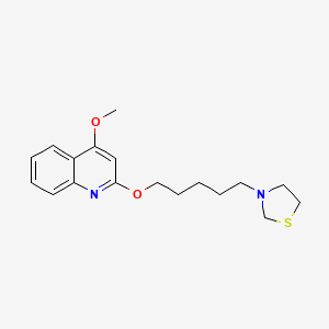 molecular formula C18H24N2O2S B12895023 Quinoline, 4-methoxy-2-((5-(2-thiazolidinyl)pentyl)oxy)- CAS No. 41288-23-7