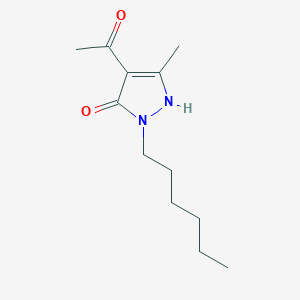 molecular formula C12H20N2O2 B12895175 4-acetyl-2-hexyl-5-methyl-1H-pyrazol-3-one 