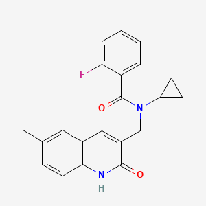 molecular formula C21H19FN2O2 B12895176 N-Cyclopropyl-2-fluoro-N-((6-methyl-2-oxo-1,2-dihydroquinolin-3-yl)methyl)benzamide CAS No. 606095-16-3