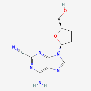 molecular formula C11H12N6O2 B12895271 Adenosine, 2-cyano-2',3'-dideoxy- CAS No. 122970-25-6