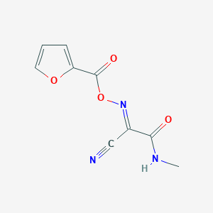 molecular formula C9H7N3O4 B12895322 N-((Furan-2-carbonyl)oxy)-2-(methylamino)-2-oxoacetimidoyl cyanide 