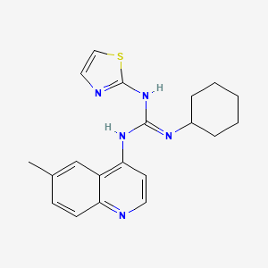 molecular formula C20H23N5S B12895349 Guanidine, N-cyclohexyl-N'-(6-methyl-4-quinolinyl)-N''-2-thiazolyl- CAS No. 72042-11-6