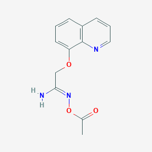 molecular formula C13H13N3O3 B12895356 N-Acetoxy-2-(quinolin-8-yloxy)acetimidamide 