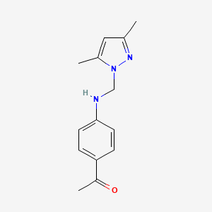 molecular formula C14H17N3O B12895395 Ethanone, 1-[4-[[(3,5-dimethyl-1H-pyrazol-1-yl)methyl]amino]phenyl]- CAS No. 824431-15-4