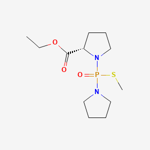 molecular formula C12H23N2O3PS B12895456 L-Proline, 1-((methylthio)-1-pyrrolidinylphosphinyl)-, ethyl ester, (S)- CAS No. 137090-20-1