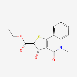 molecular formula C15H13NO4S B12895556 Ethyl 5-methyl-3,4-dioxo-2,3,4,5-tetrahydrothieno[3,2-c]quinoline-2-carboxylate CAS No. 79966-23-7