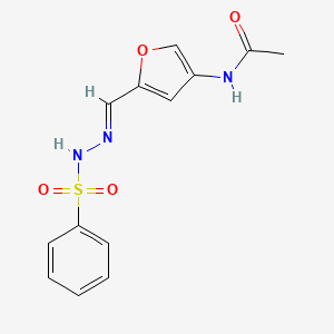 molecular formula C13H13N3O4S B12895628 N-(5-((2-(Phenylsulfonyl)hydrazono)methyl)furan-3-yl)acetamide 