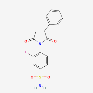 molecular formula C16H13FN2O4S B12895763 4-(2,5-Dioxo-3-phenyl-1-pyrrolidinyl)-3-fluorobenzenesulfonamide CAS No. 30438-06-3