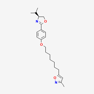 molecular formula C23H32N2O3 B12895826 Isoxazole, 5-(7-(4-((4S)-4,5-dihydro-4-(1-methylethyl)-2-oxazolyl)phenoxy)heptyl)-3-methyl- CAS No. 112270-43-6