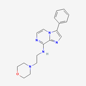 molecular formula C18H21N5O B12895834 Imidazo[1,2-a]pyrazin-8-amine, N-[2-(4-morpholinyl)ethyl]-3-phenyl- CAS No. 787590-65-2