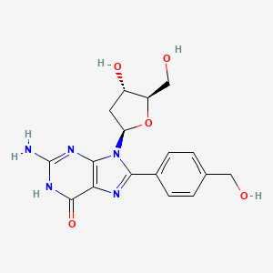 molecular formula C17H19N5O5 B12895837 2'-Deoxy-8-[4-(hydroxymethyl)phenyl]guanosine CAS No. 161066-04-2