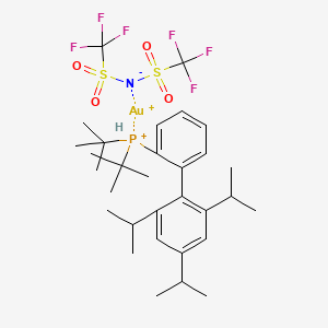 molecular formula C31H46AuF6NO4PS2+ B12895886 (2-Di-tert-butylphosphino-2',4',6'-triisopropylbiphenyl)gold(I) bis(trifluoromethanesulfonyl)imide 
