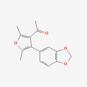 molecular formula C15H14O4 B12895944 Ethanone, 1-[4-(1,3-benzodioxol-5-yl)-2,5-dimethyl-3-furanyl]- CAS No. 88484-91-7
