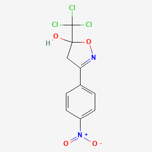 molecular formula C10H7Cl3N2O4 B12895965 5-Isoxazolol, 4,5-dihydro-3-(4-nitrophenyl)-5-(trichloromethyl)- CAS No. 187812-02-8