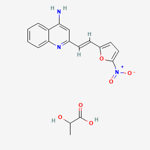 molecular formula C18H17N3O6 B12895975 2-(2-(5-Nitro-2-furyl)vinyl)-4-aminoquinoline lactate CAS No. 908-36-1