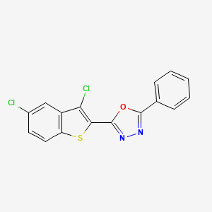 molecular formula C16H8Cl2N2OS B12896052 1,3,4-Oxadiazole, 2-(3,5-dichlorobenzo[b]thien-2-yl)-5-phenyl- CAS No. 881384-49-2