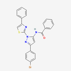 molecular formula C25H17BrN4OS B12896061 Benzamide, N-(3-(4-bromophenyl)-1-(4-phenyl-2-thiazolyl)-1H-pyrazol-5-yl)- CAS No. 74101-27-2