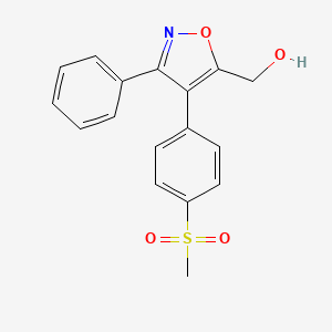 molecular formula C17H15NO4S B12896068 (4-(4-(Methylsulfonyl)phenyl)-3-phenylisoxazol-5-yl)methanol CAS No. 219679-59-1