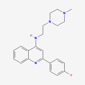 molecular formula C22H25FN4 B12896089 4-Quinolinamine, 2-(4-fluorophenyl)-N-[2-(4-methyl-1-piperazinyl)ethyl]- CAS No. 510755-22-3