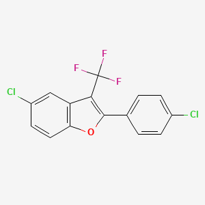 molecular formula C15H7Cl2F3O B12896099 5-Chloro-2-(4-chlorophenyl)-3-(trifluoromethyl)-1-benzofuran CAS No. 821770-00-7