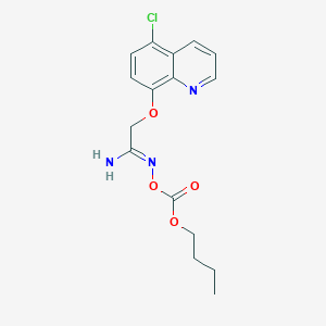 molecular formula C16H18ClN3O4 B12896117 N-((Butoxycarbonyl)oxy)-2-((5-chloroquinolin-8-yl)oxy)acetimidamide 