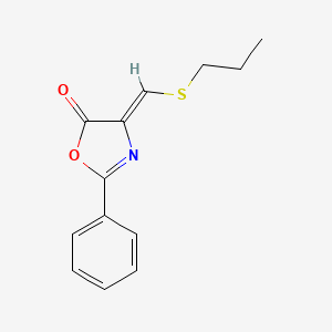 molecular formula C13H13NO2S B12896129 (Z)-2-Phenyl-4-((propylthio)methylene)oxazol-5(4H)-one 