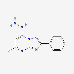 molecular formula C13H13N5 B12896144 5-Hydrazinyl-7-methyl-2-phenylimidazo[1,2-a]pyrimidine CAS No. 13994-74-6
