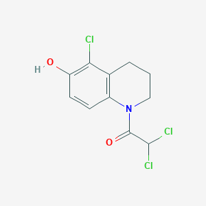 molecular formula C11H10Cl3NO2 B12896246 2,2-Dichloro-1-(5-chloro-6-hydroxy-3,4-dihydroquinolin-1(2H)-yl)ethan-1-one CAS No. 62300-90-7