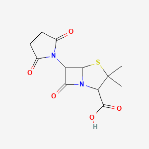molecular formula C12H12N2O5S B12896254 6-(2,5-Dioxo-2,5-dihydro-1H-pyrrol-1-yl)-3,3-dimethyl-7-oxo-4-thia-1-azabicyclo[3.2.0]heptane-2-carboxylic acid 