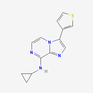 molecular formula C13H12N4S B12896278 Imidazo[1,2-a]pyrazin-8-amine, N-cyclopropyl-3-(3-thienyl)- CAS No. 825630-45-3