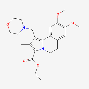 molecular formula C23H30N2O5 B12896311 Pyrrolo(2,1-a)isoquinoline-3-carboxylic acid, 5,6-dihydro-8,9-dimethoxy-2-methyl-1-morpholinomethyl-, ethyl ester CAS No. 20353-60-0