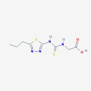 molecular formula C8H12N4O2S2 B12896334 N-[(5-Propyl-1,3,4-thiadiazol-2-yl)carbamothioyl]glycine CAS No. 500911-78-4
