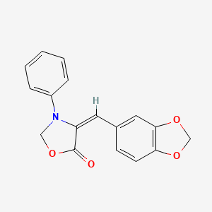 molecular formula C17H13NO4 B12896407 4-(Benzo[d][1,3]dioxol-5-ylmethylene)-3-phenyloxazolidin-5-one 