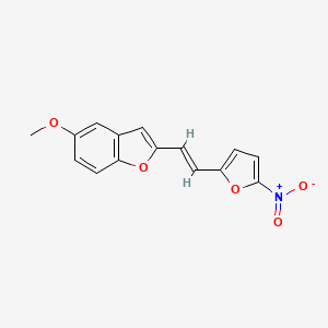 molecular formula C15H11NO5 B12896419 5-Methoxy-2-(2-(5-nitrofuran-2-yl)vinyl)benzofuran 