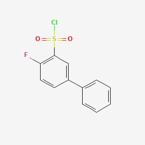 molecular formula C12H8ClFO2S B12896445 4-Fluoro-3-biphenylsulfonyl chloride 