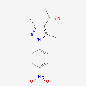 molecular formula C13H13N3O3 B12896462 Ethanone, 1-[3,5-dimethyl-1-(4-nitrophenyl)-1H-pyrazol-4-yl]- CAS No. 61261-79-8